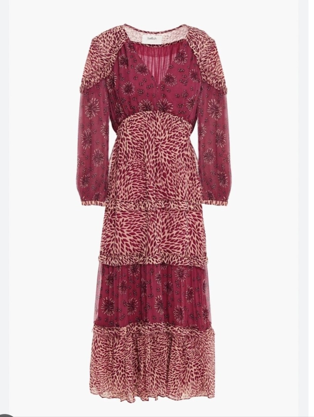 ba&sh Gypsie Boho Ryffle Tier Midi Dress